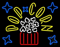 Yellow Popcorn Logo Neon Sign