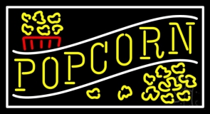 Yellow Popcorn With Border Neon Sign