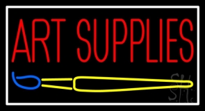 Art Supplies With Brush With White Border Neon Sign