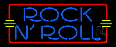Blue Rock N Roll Red Border 1 Neon Sign