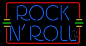 Blue Rock N Roll Red Border Neon Sign