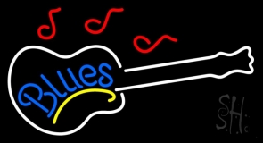 Blue Blues With Guitar Neon Sign
