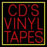 Red Cds Vinyl Tapes With Border Block Neon Sign