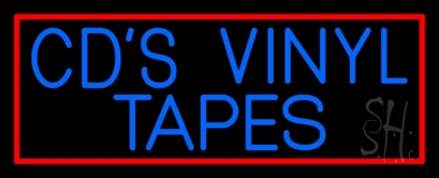 Blue Cds Vinyl Tapes Block Neon Sign