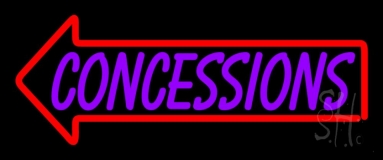 Concessions With Red Arrow Neon Sign