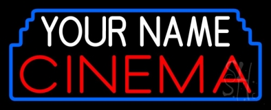 Custom Red Cinema With Blue Border Neon Sign