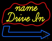 Custom Yellow Drive In With Arrow Neon Sign