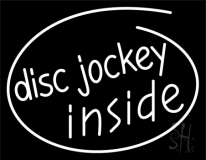Disc Jockey Inside Neon Sign