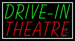 Drive In Theatre With Border Neon Sign