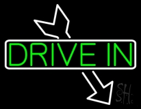 Drive In With Arrow Neon Sign