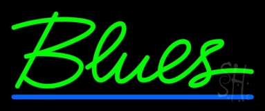 Green Blues Cursive 2 Neon Sign