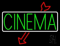 Green Cinema Here Neon Sign
