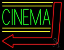 Green Cinema With Arrow Neon Sign