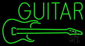 Green Guitar 1 Neon Sign