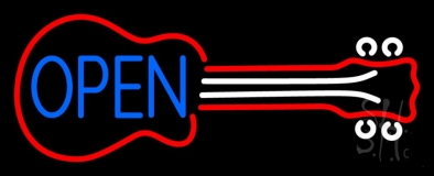 Guitar Open 3 Neon Sign