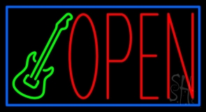 Guitar Open Block Neon Sign
