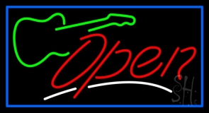 Guitar Open With Border Neon Sign
