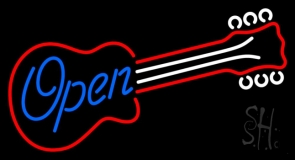 Guitar Blue Open Neon Sign