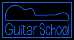 Blue Guitar School With Border Neon Sign
