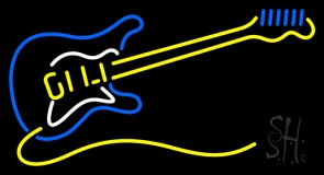 Logo Guitar With Yellow Line Neon Sign