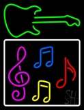 Musical Notes With Guitar Logo 2 Neon Sign