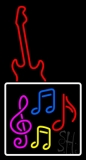 Musical Notes With Guitar Logo Neon Sign