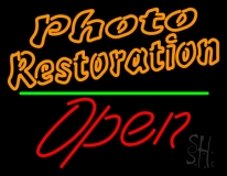 Orange Photo Restoration With Open 2 Neon Sign