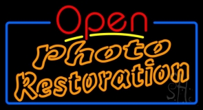 Orange Photo Restoration With Open 4 Neon Sign