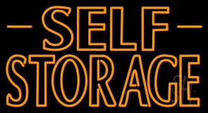 Orange Self Storage Block With Border Neon Sign
