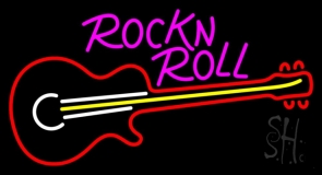 Pink Rock N Roll Guitar 1 Neon Sign