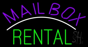 Purple Mailbox Green Rental Block Neon Sign