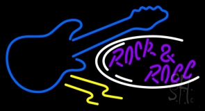 Purple Rock N Roll Guitar Neon Sign