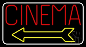 Red Cinema With Arrow Neon Sign