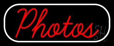Red Cursive Photos With Border Neon Sign