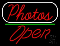 Red Cursive Photos With Open 2 Neon Sign
