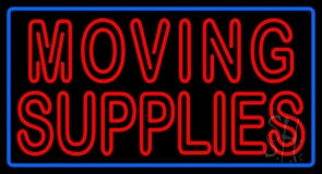 Red Double Stroke Moving Supplies Neon Sign