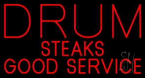 Red Drum Steaks Good Service Block Neon Sign