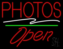 Red Photos Block With Open 2 Neon Sign
