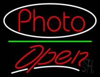 Red Photo With Open 3 Neon Sign