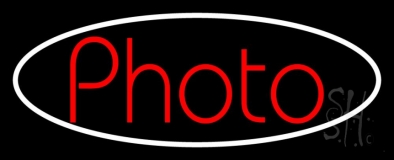 Red Photo With Oval Neon Sign