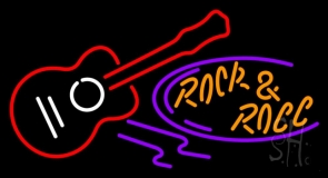 Rock And Roll Acoustic Guitar Neon Sign