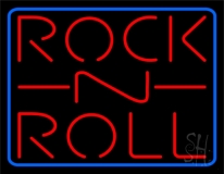 Rock N Roll Block Blue Border 1 Neon Sign