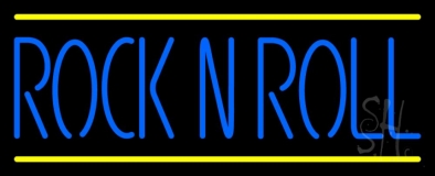 Rock N Roll Block Blue Border 2 Neon Sign