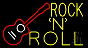 Rock N Roll With Guitar 2 Neon Sign