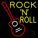 Rock N Roll With Guitar Neon Sign