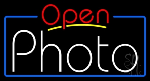 White Photo With Open 4 Neon Sign