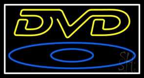 Yellow Dvd With White Border Neon Sign