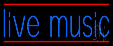 Blue Live Music Red Line Neon Sign