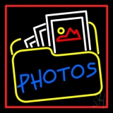 Blue Photos With Photo Icon With Red Border Neon Sign