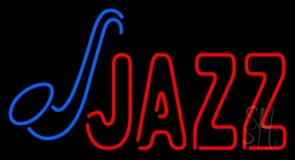 Blue Saxophone Red Jazz Block 1 Neon Sign